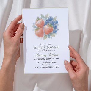 Strawberry and Blueberry Baby Shower Invitation