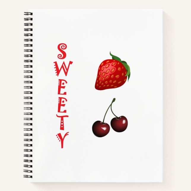 Strawberry and Cherry Simple Colourful Fruits Notebook (Front)
