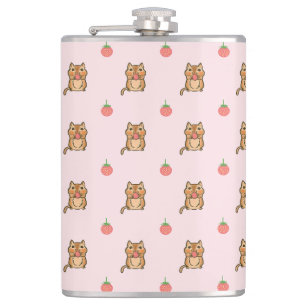 strawberry and chipmunk pattern hip flask