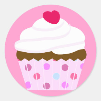 Strawberry and Cream Cupcake Classic Round Sticker