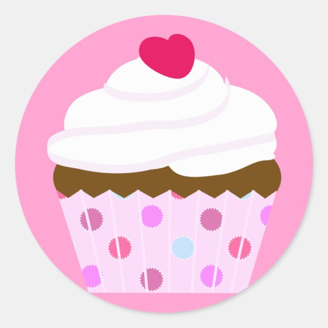 Strawberry and Cream Cupcake Classic Round Sticker (Front)