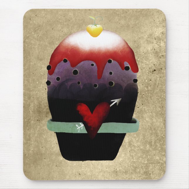 Strawberry and cream cupcake primitive mousepad (Front)