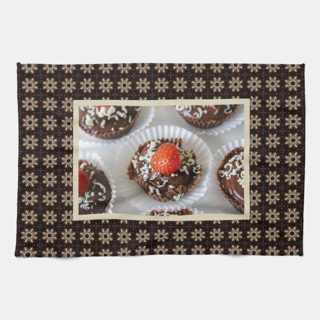 Strawberry and Dark Chocolate Mousse Dessert Tea Towel (Horizontal)