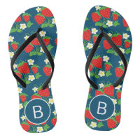 Strawberry and Flower Blue Pattern Monogrammed