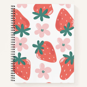 Strawberry and flower pattern notebook