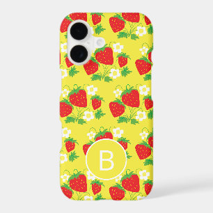 Strawberry and Flower Yellow Pattern Monogrammed