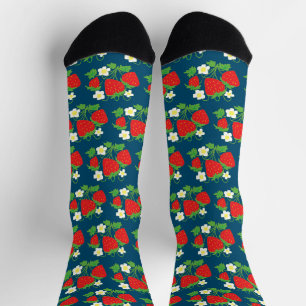 Strawberry and Flowers Pattern Socks