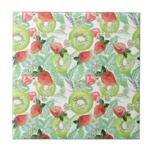 Strawberry and kiwi.  ceramic tile