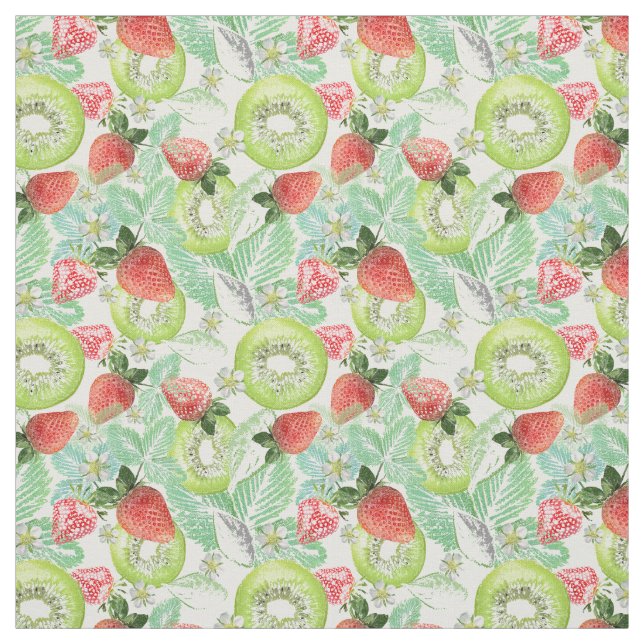 Strawberry and kiwi. fabric (Swatch)