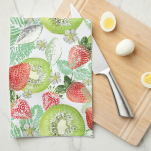 Strawberry and kiwi. tea towel