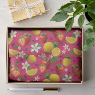 Strawberry and Lemon Blossom Pattern Tissue Paper