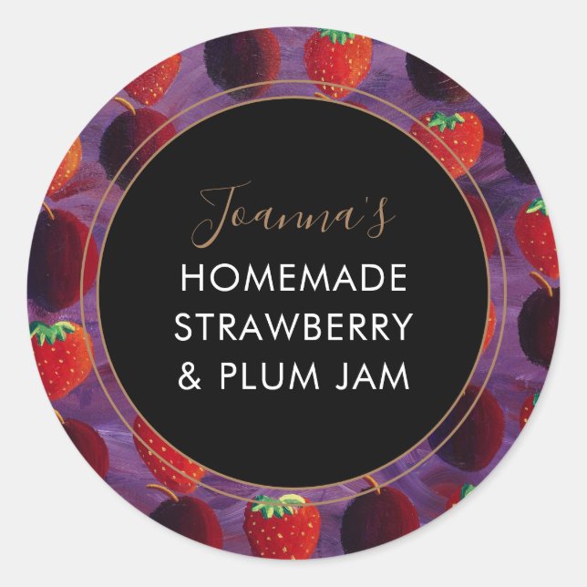 Strawberry and Plum Jam Label (Front)