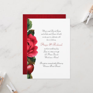 Strawberry and Red Roses Wedding Invitation