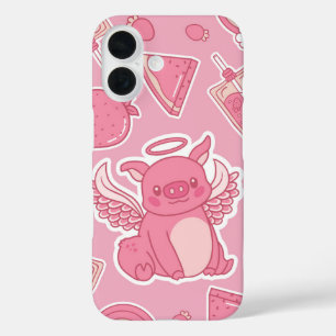 Strawberry Angel Pig Berry Sweet iPhone 16 Case
