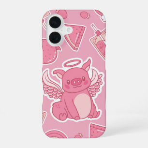 Strawberry Angel Pig Berry Sweet iPhone 16 Case