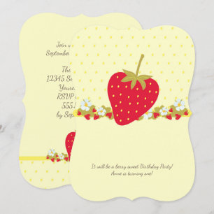 Strawberry baby First Birthday Party invitation