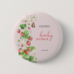 Strawberry Baby Shower 6 Cm Round Badge