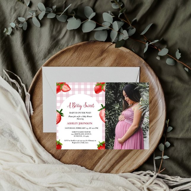 Strawberry baby shower | Berry Sweet baby  Invitation (Creator Uploaded)