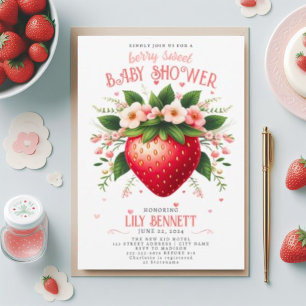 Strawberry Baby Shower Berry Sweet Invitation