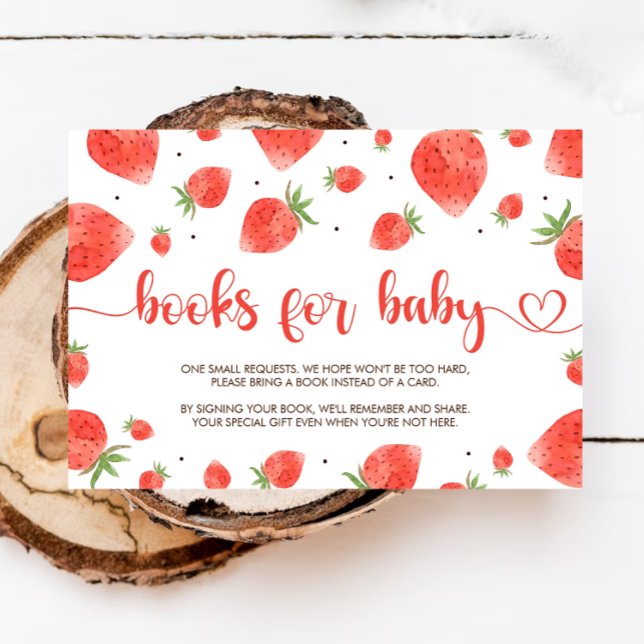Strawberry Baby Shower Book Request Enclosure Card (Creator Uploaded)