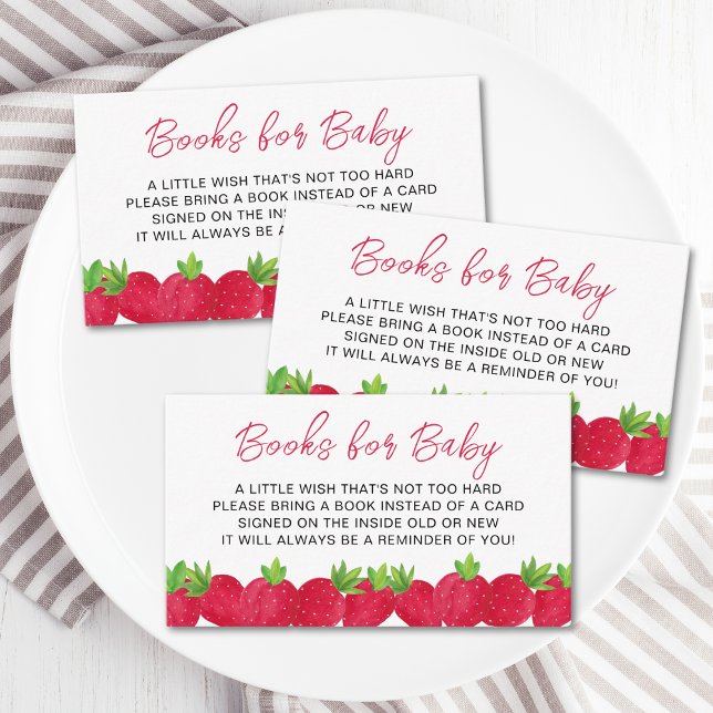 Strawberry Baby Shower Book Request Enclosure Card (Creator Uploaded)