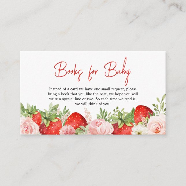 Strawberry Baby Shower Books for Baby Enclosure Card (Front)