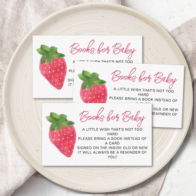 Strawberry Baby Shower Books For Baby Enclosure Card (Creator Uploaded)