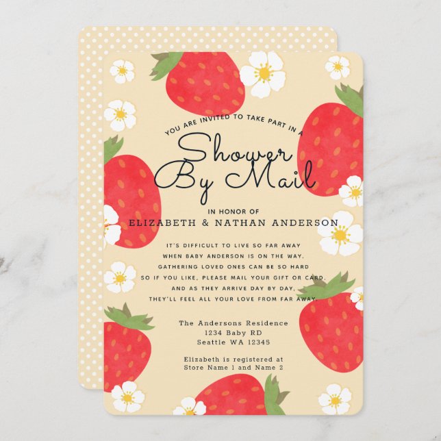 Strawberry Baby Shower By Mail Invitation (Front/Back)