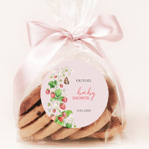 Strawberry Baby Shower Classic Round Sticker