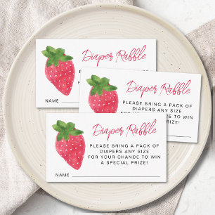 Strawberry Baby Shower Diaper Raffle Enclosure Car Card