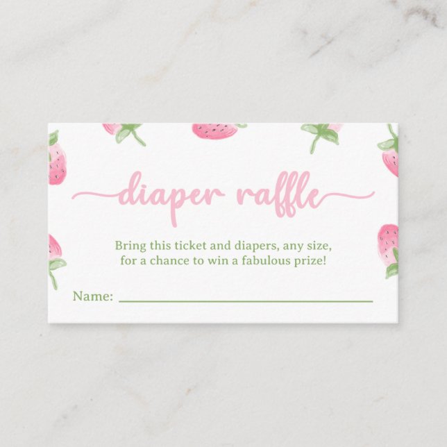 Strawberry Baby Shower Diaper Raffle Enclosure Card (Front)