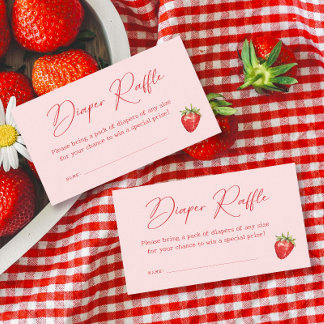 Strawberry Baby Shower Diaper Raffle Enclosure Card