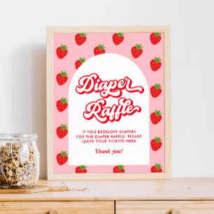 Strawberry Baby Shower Diaper Raffle Poster