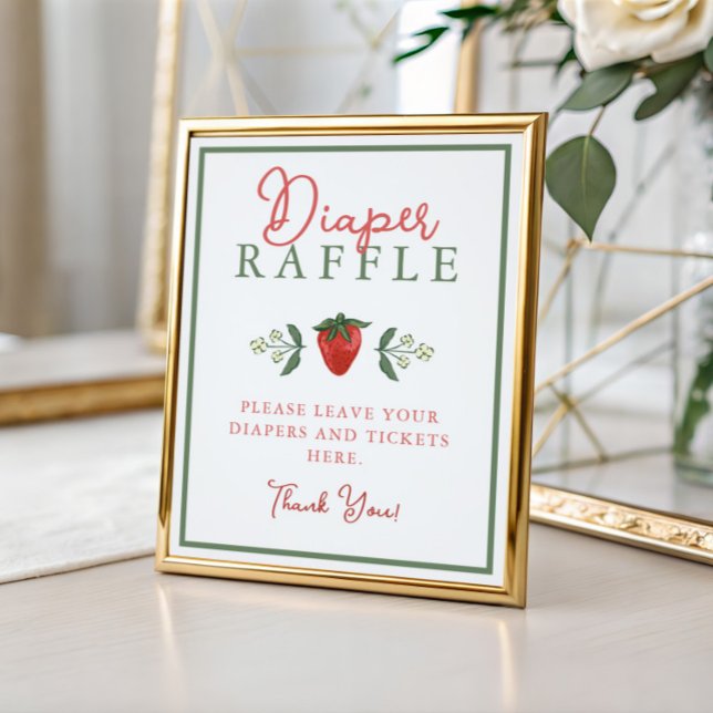 Strawberry Baby Shower Diaper Raffle Sign (Creator Uploaded)