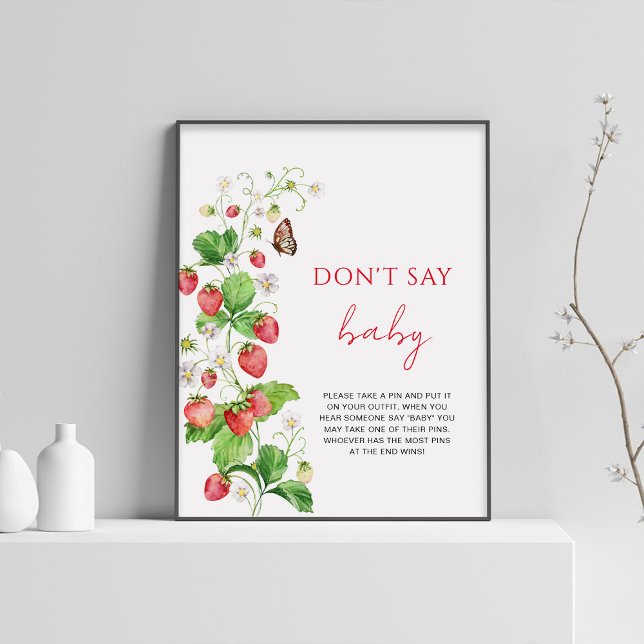 Strawberry Baby Shower Don't say baby Poster (Creator Uploaded)