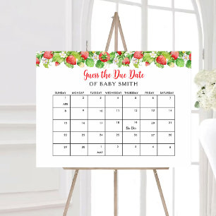 Strawberry Baby Shower Due Date Poster