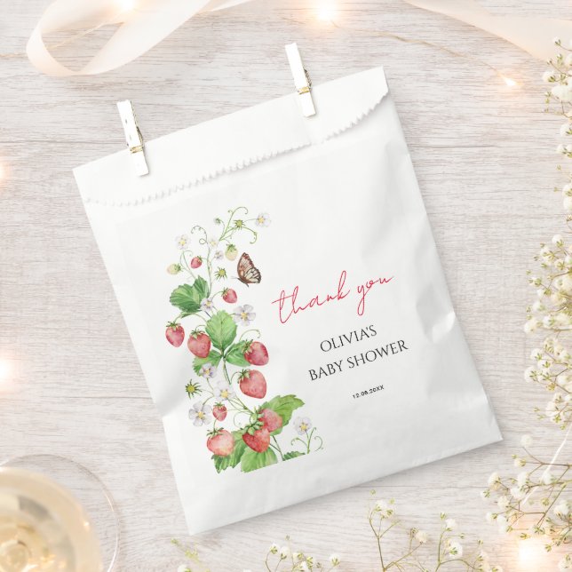 Strawberry Baby Shower Favour Bag (Clipped)