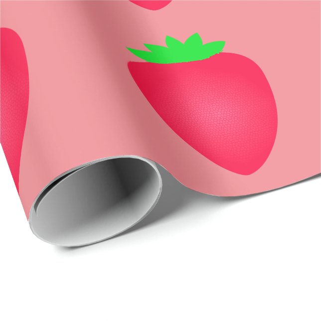 Strawberry Baby Shower Girl Birthday Pink Red 2024 Wrapping Paper (Roll Corner)