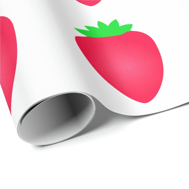 Strawberry Baby Shower Girl Birthday Pink White Wrapping Paper (Roll Corner)