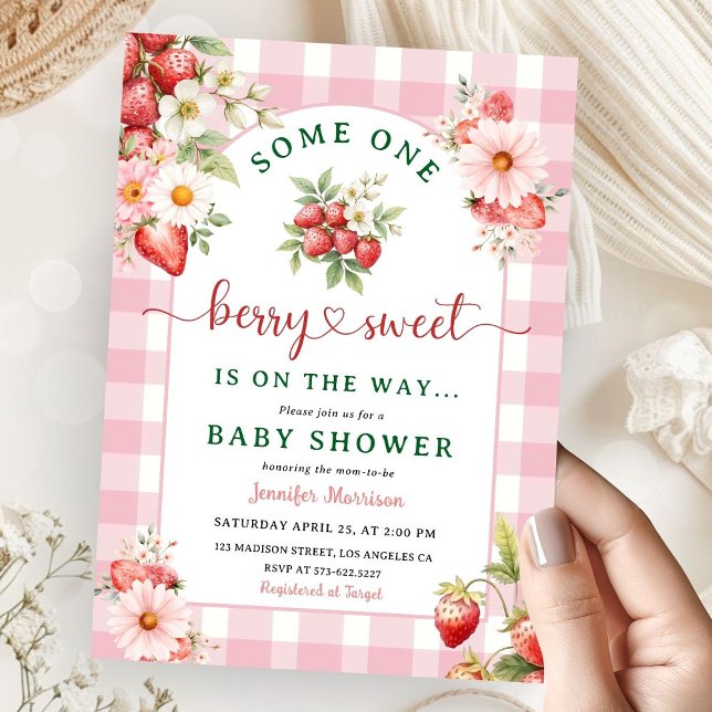 Strawberry Baby Shower Girl Pink Berry Sweet Invitation (Creator Uploaded)