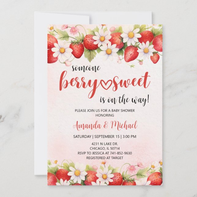 Strawberry Baby Shower Invitation (Front)