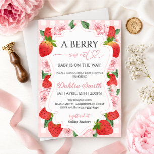 Strawberry baby shower invitation