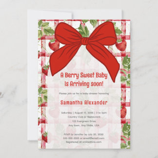 Strawberry baby shower invitation