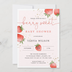 Strawberry Baby Shower Invitation   A Berry Sweet