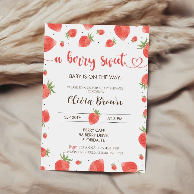 Strawberry Baby Shower Invitation | Berry Sweet (Creator Uploaded)