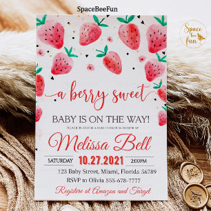 Strawberry Baby Shower Invitation Berry Sweet Baby