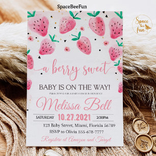 Strawberry Baby Shower Invitation Berry Sweet Baby
