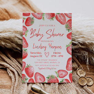 Strawberry Baby Shower Invitation   Strawberry