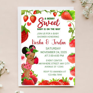 Strawberry Baby Shower Invitation, Strawberry Baby Invitation