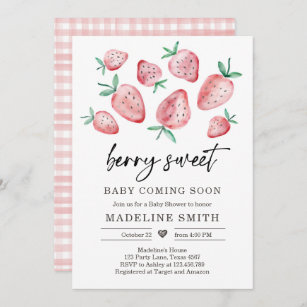 Strawberry Baby Shower Invite Berry Sweet Baby